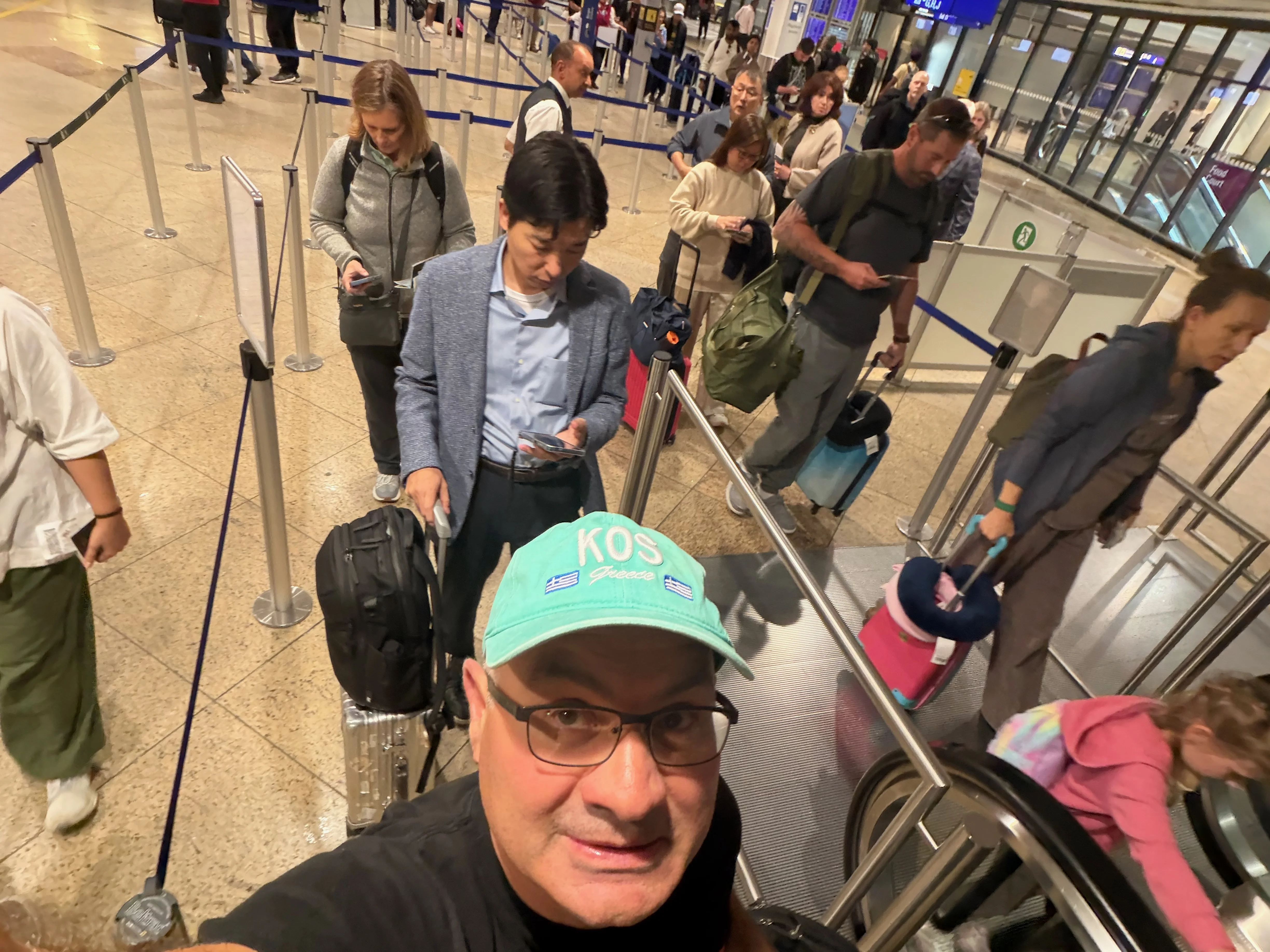 Moving into the immigration stamp line